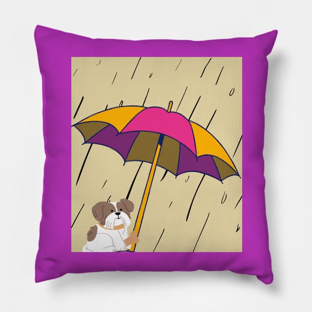 A dog in the rain Pillow by Designs and Dreams