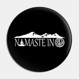 Namaste in Bend (white) Pin