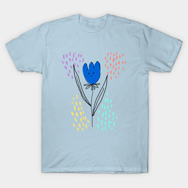 Disover blue flower in the rain - Blue Flower - T-Shirt