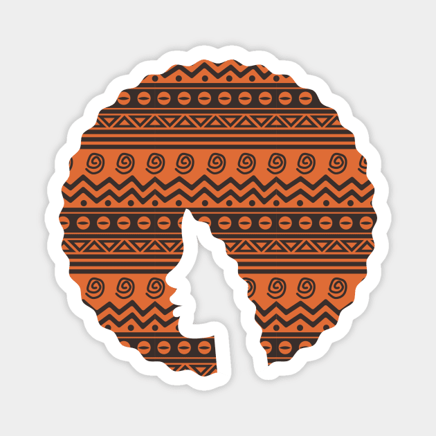 Afro Hair Woman with African Pattern, Black History Magnet by logiamerch