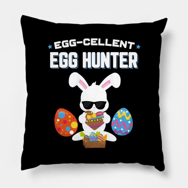 Egg−cellent Egg Hunter Funny Easter Pillow by trendingoriginals