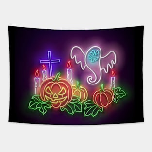 Neon Halloween design Tapestry