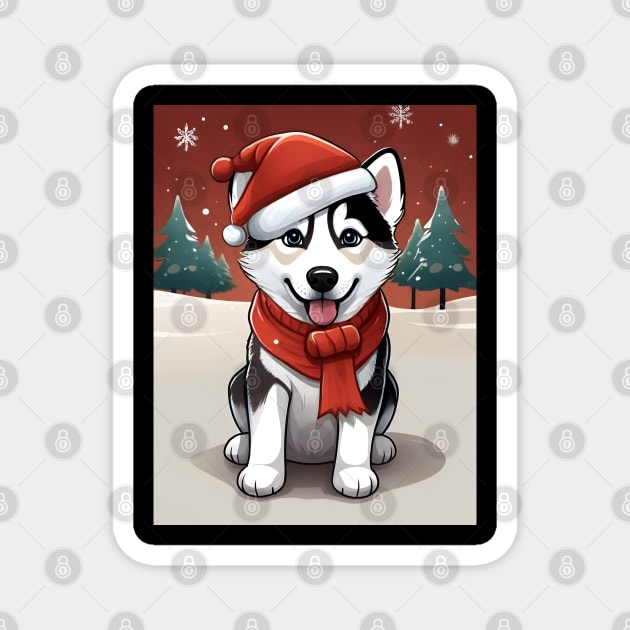 christmas husky Magnet by gosecreativo20