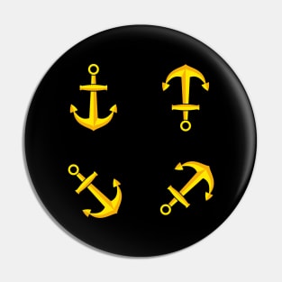 Cartoon Golden Boat Anchor Set Pin