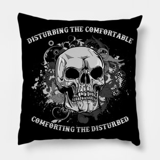 Disturbing the Comfortable, Comforting the Disturbed Skull Pillow