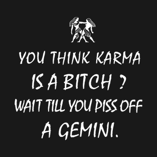 Gemini Zodiac Cool Gift-Karma Bitch, Piss off Gemini- Funny Present T-Shirt