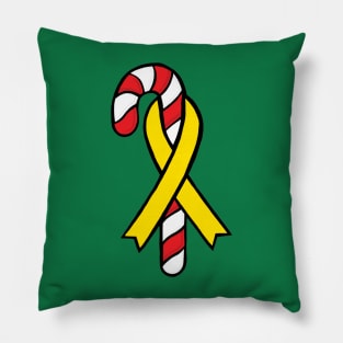 Candy cane awareness ribbon (Yellow) Pillow