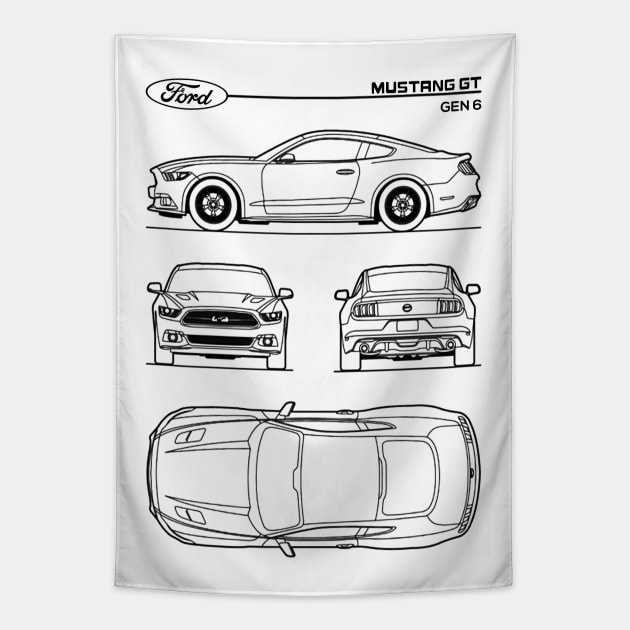 Ford Mustang GT Gen 6 Patent Black Tapestry by Luve