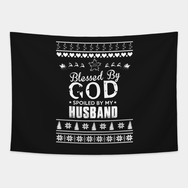 Merry Christmas GOD HUSBAND Tapestry by bryanwilly