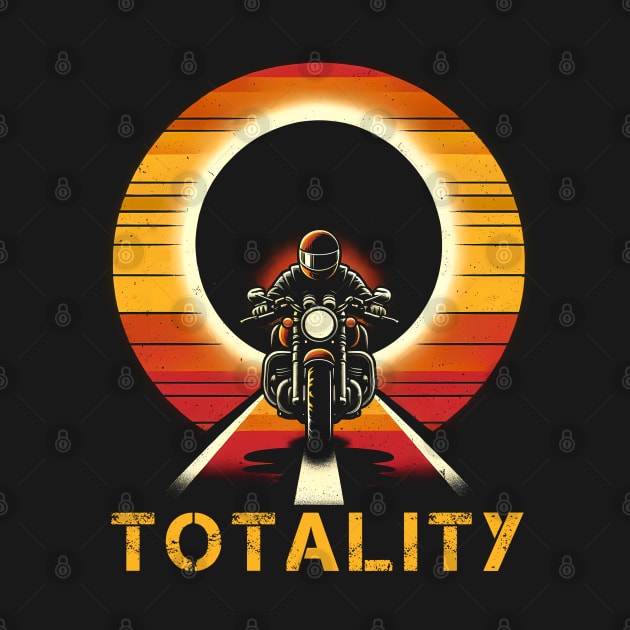 2024 Total Solar Eclipse Biker Tee - 'Totality' Motorcycle Adventure Shirt by Klimek Prints