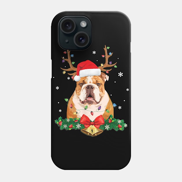 Dog English BullChristmas Tree Lights Santa 85 paw Phone Case by Olegpavlovmmo