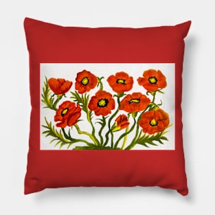 Red poppies on white Pillow