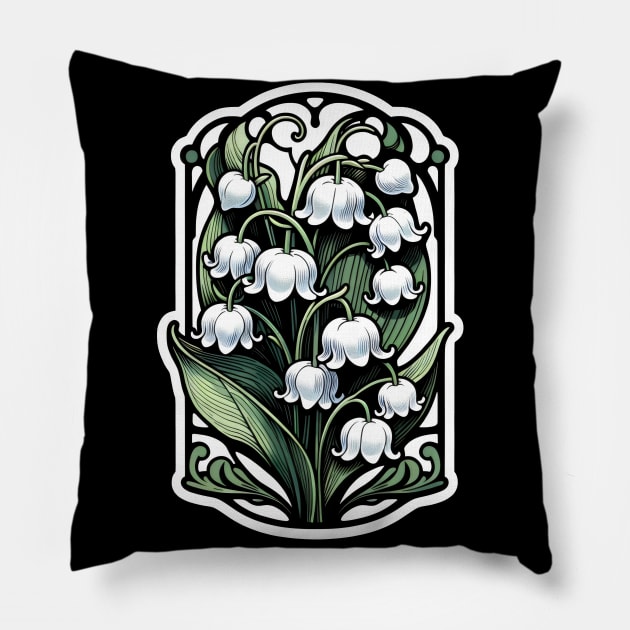 art nouveau sweet pea may Birth Month Flower Pillow by OddHouse