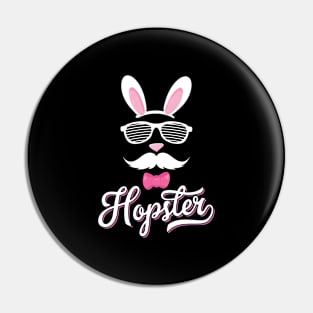 Hopster Funny Hipster Easter Bunny Pin