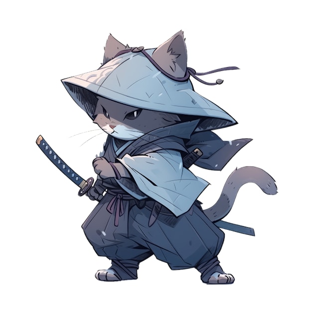 Traveling Samurai style Cat Hero by SundayDonuts