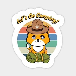 Funny orange cat wants to go camping Magnet