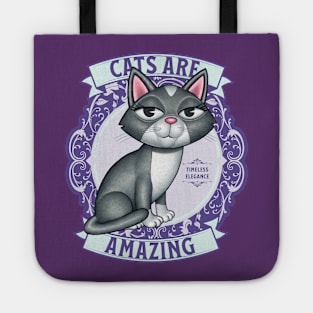 Cute Kitty Cat on purple wreath Cats are Amazing Tote