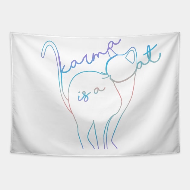 karma is a cat - pastel Tapestry by Fun Shirt Store