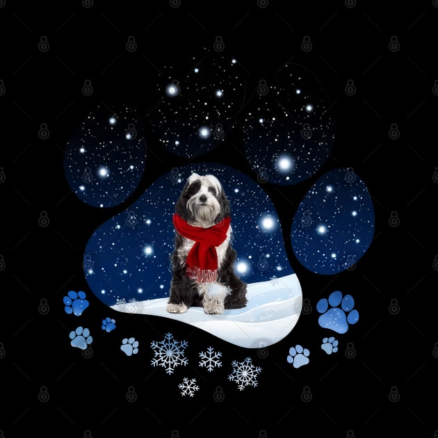 Snow Paw Tibetan Terrier Christmas Winter Holiday by TATTOO project