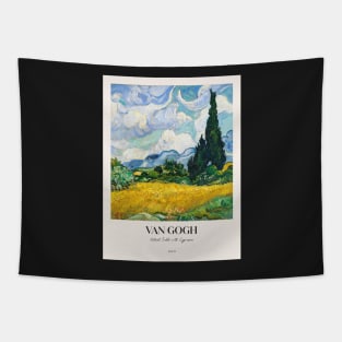 Wheat Field with Cypresses by van Gogh with text Tapestry