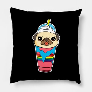 Cute & Funny Pug Puppy Dog In Smoothie Drink Pillow