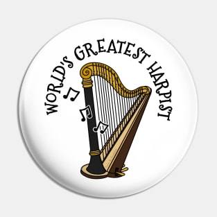 World's Greatest Harpist Harp Player Orchestral Musician Pin