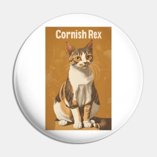 Cornish Rex Cat Vintage Art Poster Pin