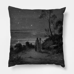 High Resolution Gustave Doré Illustration Dante Leaves the Dark Wood Pillow