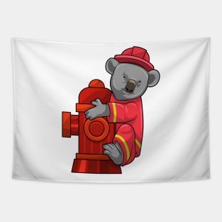 Koala as Firefighter with Fire hydrant Tapestry