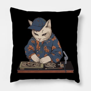 DJ retro hip hop cat Pillow