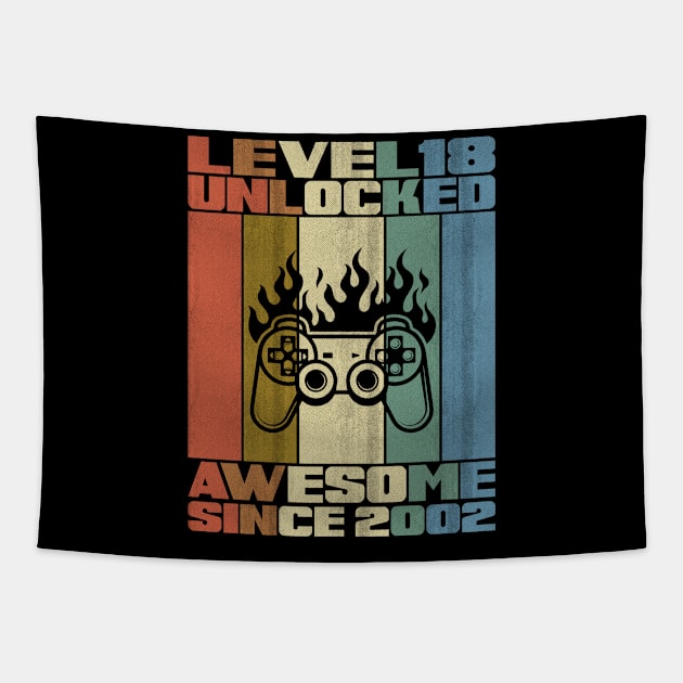 Level 18 Unlocked Birthday 18 Years Old Awesome Since 2002 Tapestry by 5StarDesigns