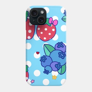 Strawberries and Blueberries Polk-a-dot Pattern Phone Case