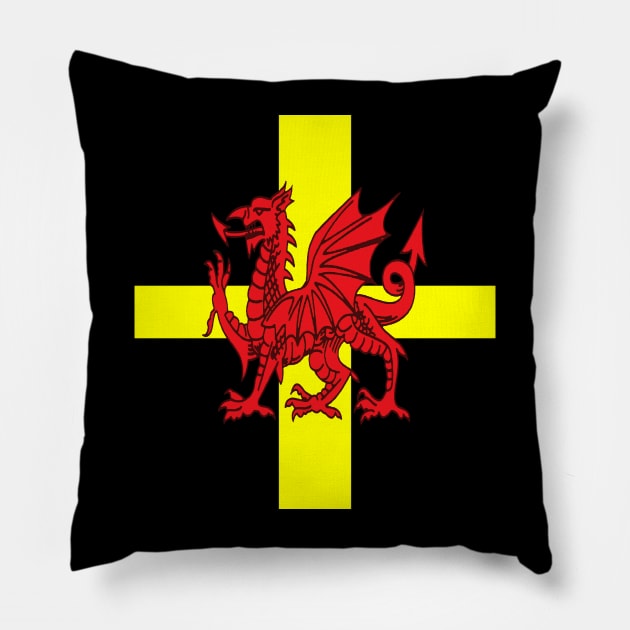 St Davids Cross And Welsh Dragon Rugby Design Pillow by taiche