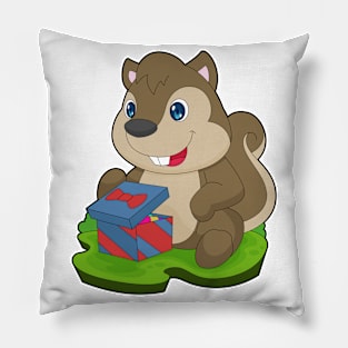 Squirrel Christmas Package Pillow