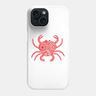 Mandala Crab (red and white) Phone Case