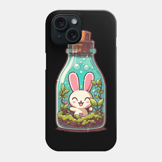 Kawaii bunny in plant bottle Phone Case by TomFrontierArt