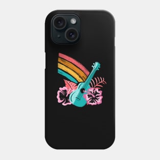 Tropical Ukulele Rainbow Hibiscus Flowers Hawaiian Island Paradise Phone Case