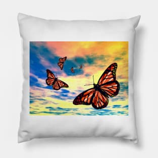 Flying Monarch Butterflies Pillow