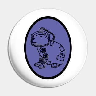 Space Capybara Sci Fi Astronaut Oval Pin