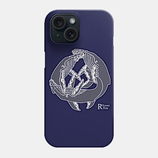 Humpback Trio in Grey with white outlines Phone Case