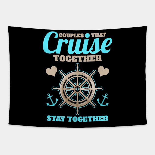 Cruising Friends Partner Cruise Vacation Tapestry by ChrisselDesigns