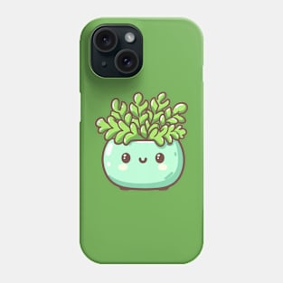 Cute Green Succulent in a Pot | Kawaii Plant Design | Cute Kawaii Art for Plant Lovers Phone Case