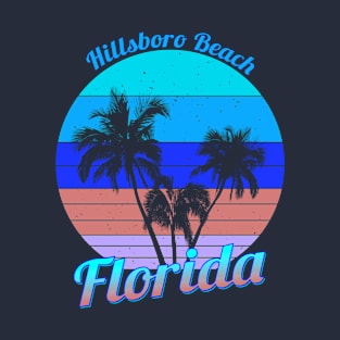 Hillsboro Beach Florida Retro Tropical Palm Trees Vacation T-Shirt