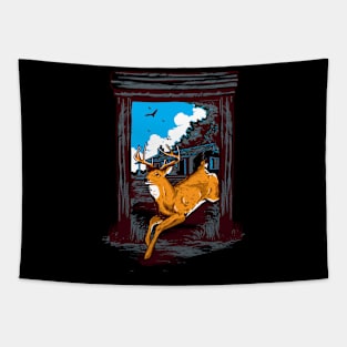 runaway deer Tapestry