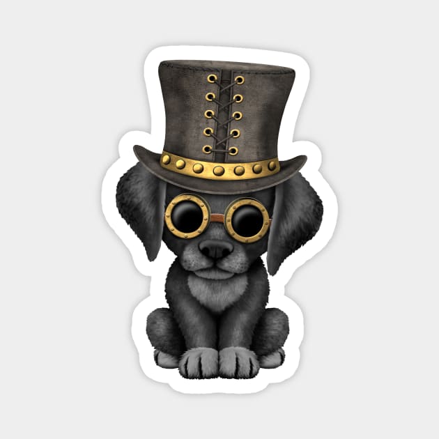 Black Steampunk Puppy Dog Magnet by jeffbartels