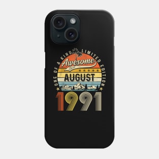 Awesome Since August 1991 Vintage 32nd Birthday Phone Case