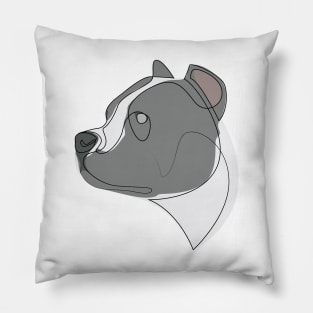 Pit Bull - one line drawing with colour Pillow