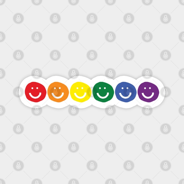 Smiley Faces Rainbow Pride Magnet by ellenhenryart