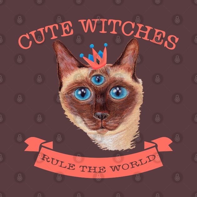 Cute Witches rule the world three eyed cat by tatadonets