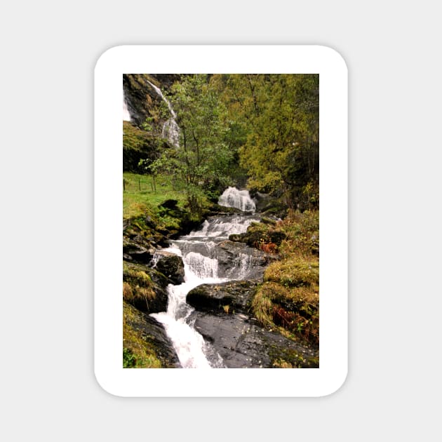 Waterfall Flamsdalen Valley Flam Norway Scandinavia Magnet by AndyEvansPhotos